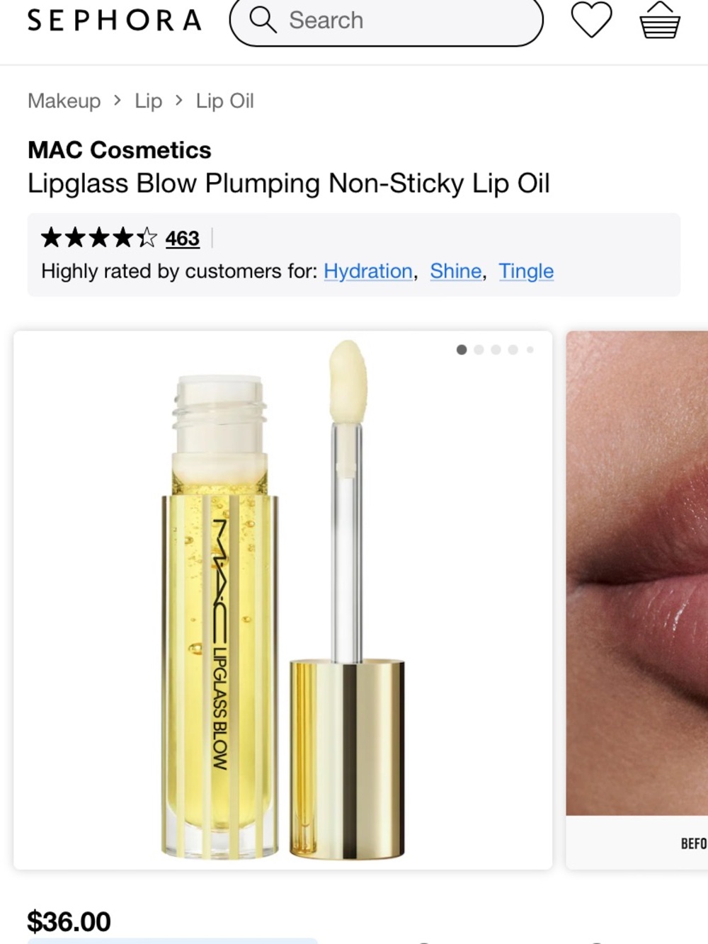 MAC Cosmetics Lipglass Blow Plumping Lip Oil in Clear Ginger Zinger